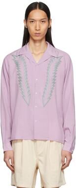 NWT Double Rainbouu Western Feather Mauve Embroidered Shirt XL Purple Retro Boho
